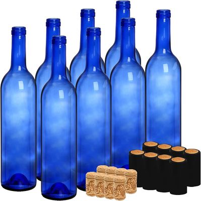 quality Botellas de vidrio de 750 ml para vodka champán jugos bebidas decoraciones azul cobalto redondo factory